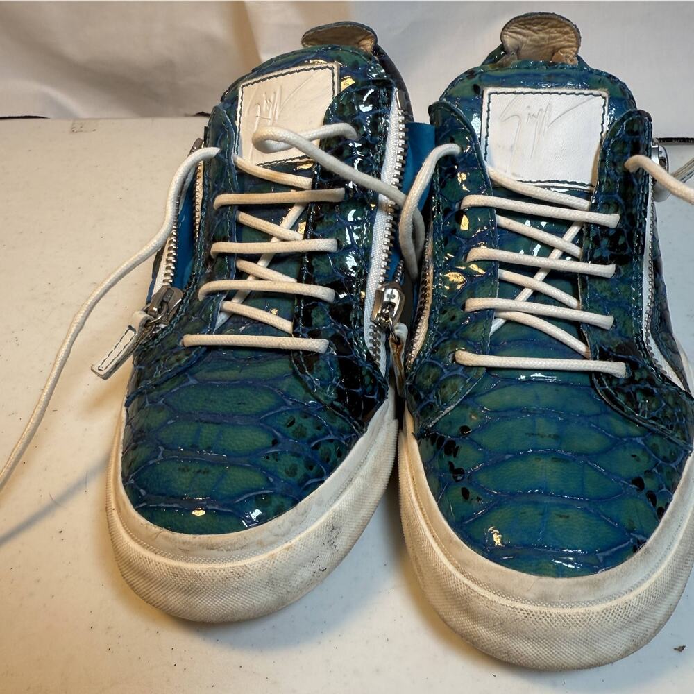 Giuseppe Zanotti Python Embossed Zip Sneakers Tea… - image 1